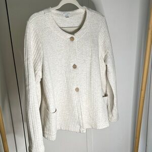 Pure Jill quilted Women's‎ Cream Button-Up Sweater size large